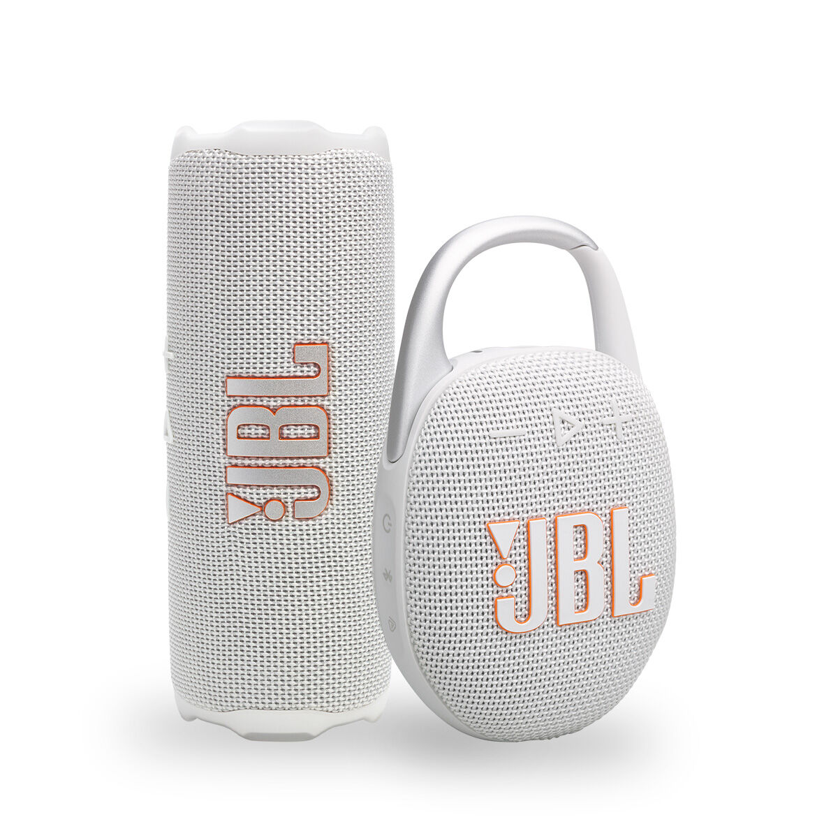 JBL Flip 7 White + JBL Clip 5 White | Portable Speaker Kit | JBL